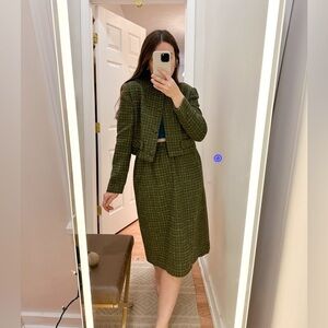 Vintage Tweed Wool Blazer Skirt Suit Set sz Small